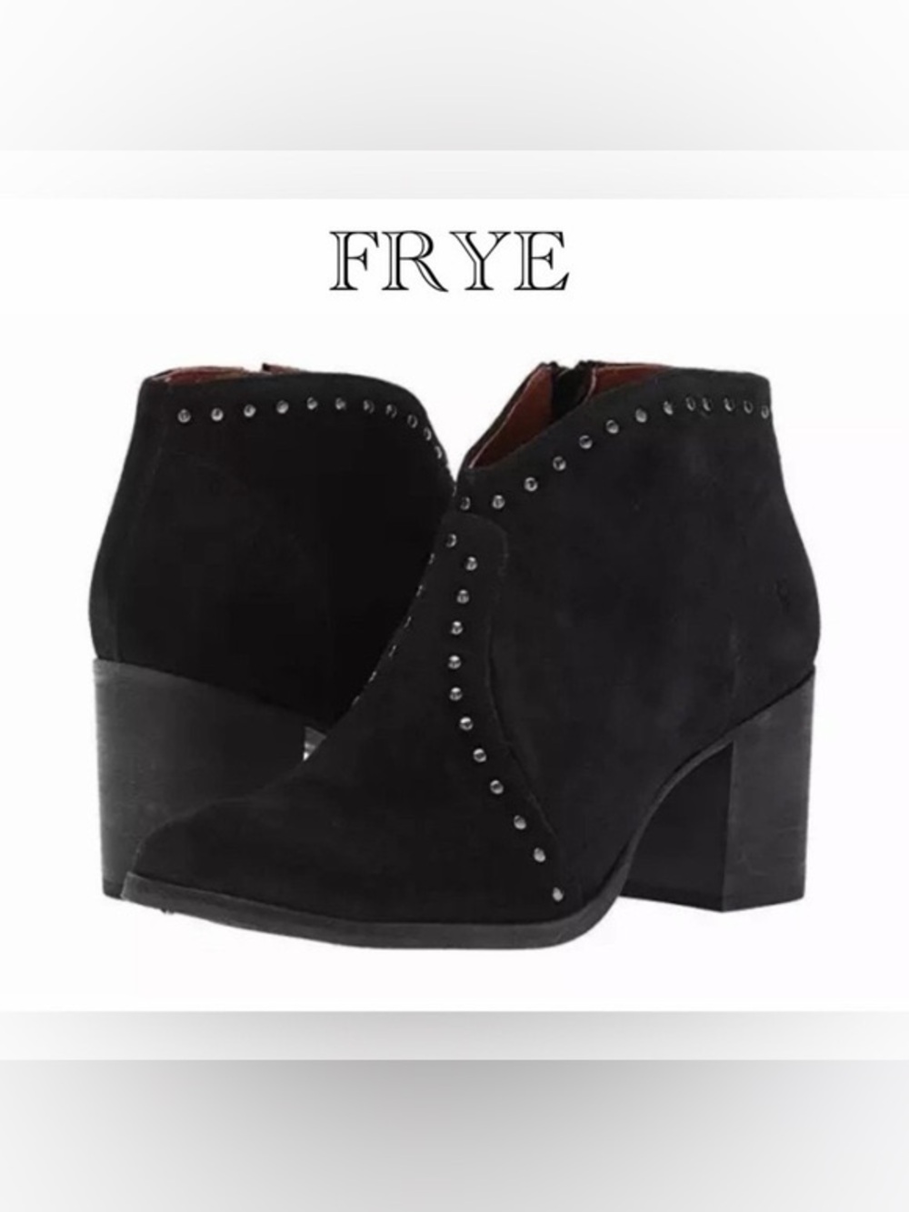 Frye Black Suede Studded Ankle Booties
